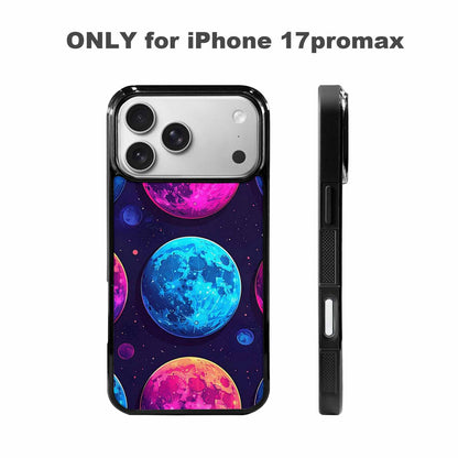iPhone 17 Pro Max Case — Neon Winter Moon Cartoon Cute, Custom Printed Phone Case