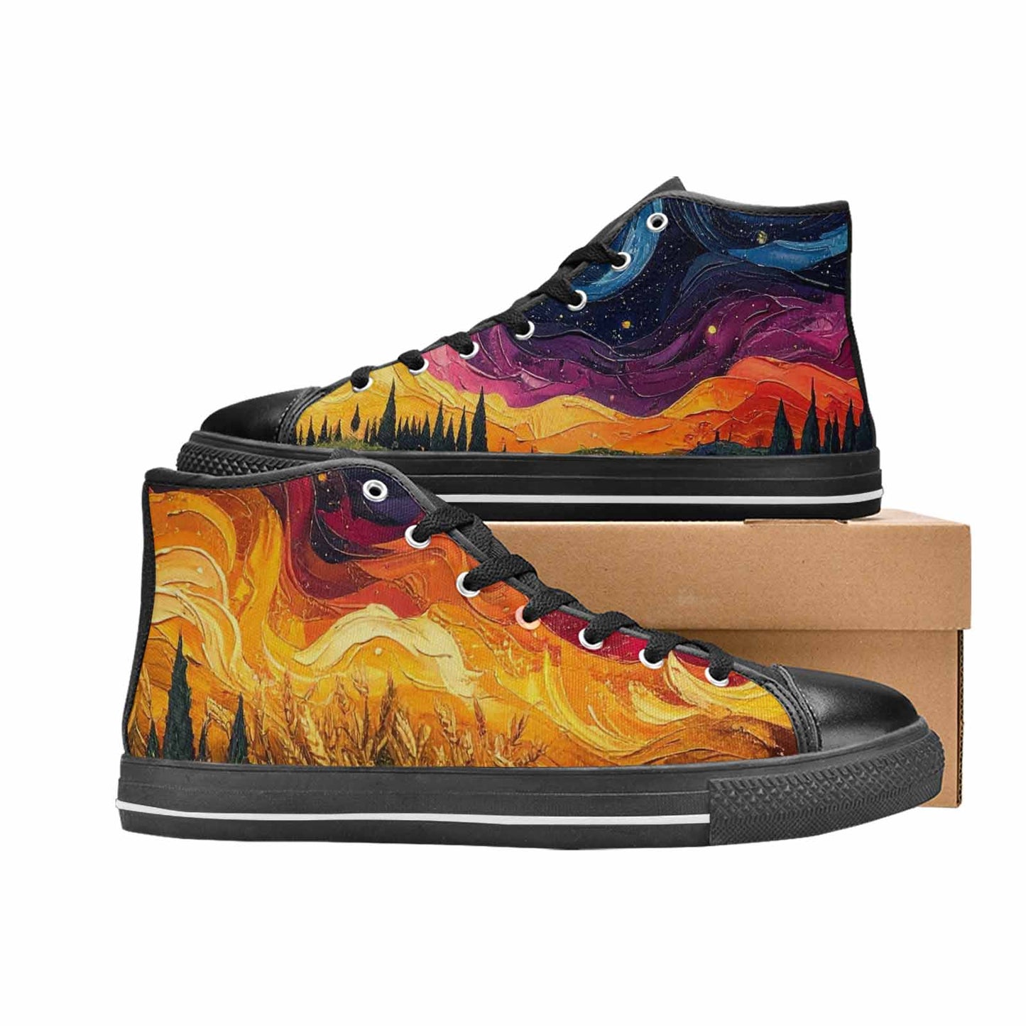 MEN'S Van Gogh-Style Swirl High Top Canvas Vivid Shoes