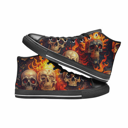 MEN'S Skulls - Flaming High Top Canvas Y2K Custom Sneakers