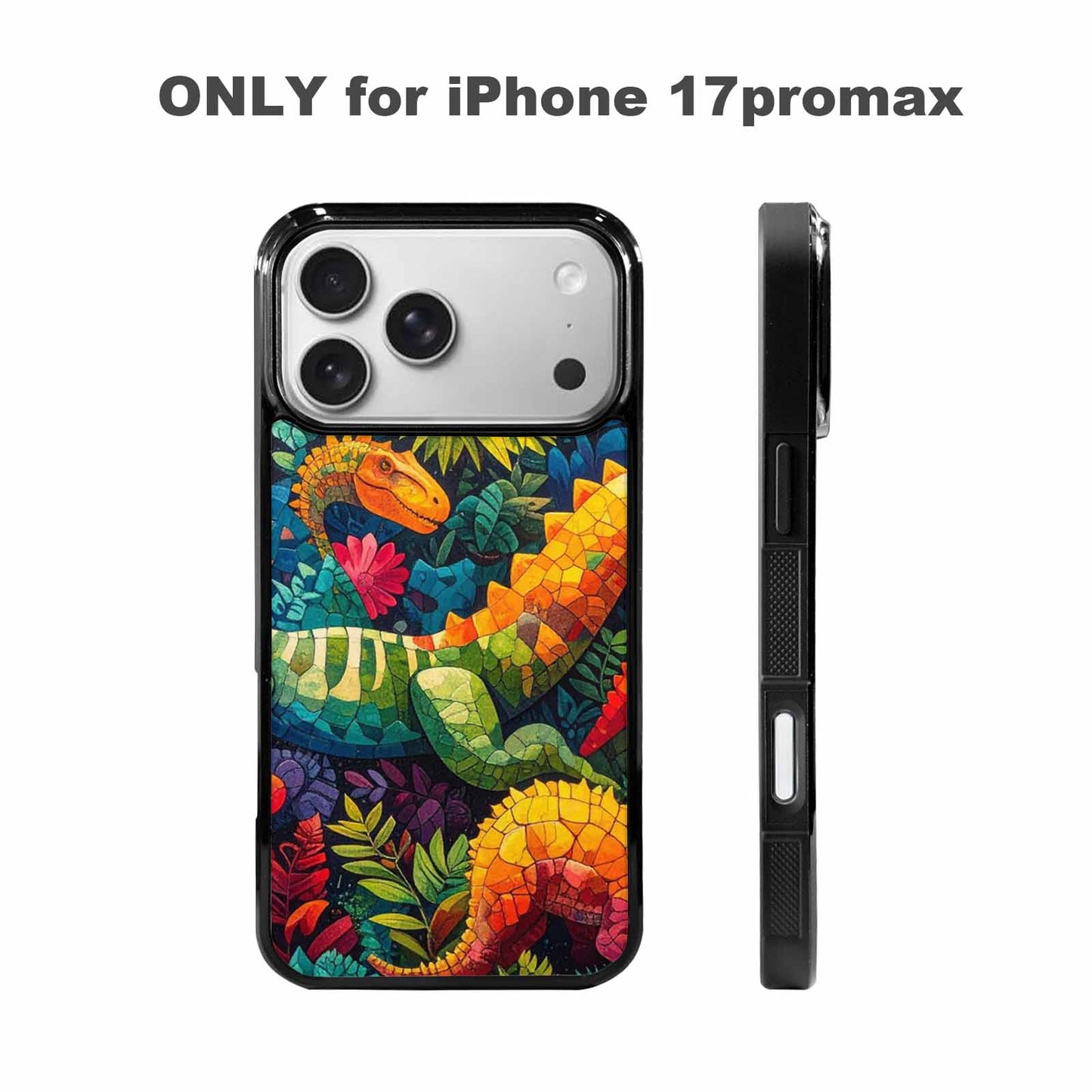 iPhone 17 Pro Max Case — Small Dinosaur Silhouette Pattern, Original Art, Original Design Phone Case