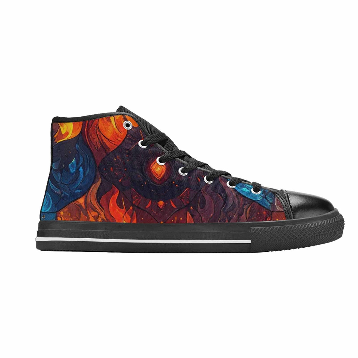 WOMEN'S Fire Flame High Top Canvas Grunge Shoes