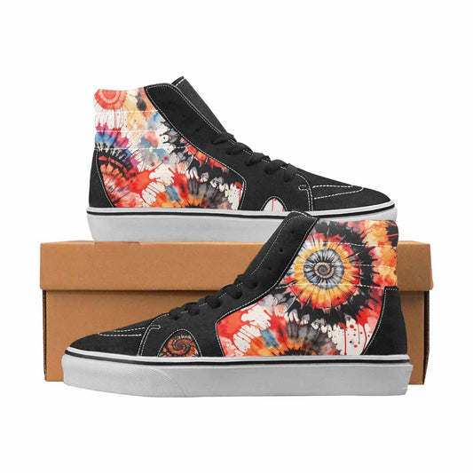 WOMEN'S Tie Dye Black & Red Ink High Top Canvas Boutique Vivid Shoes