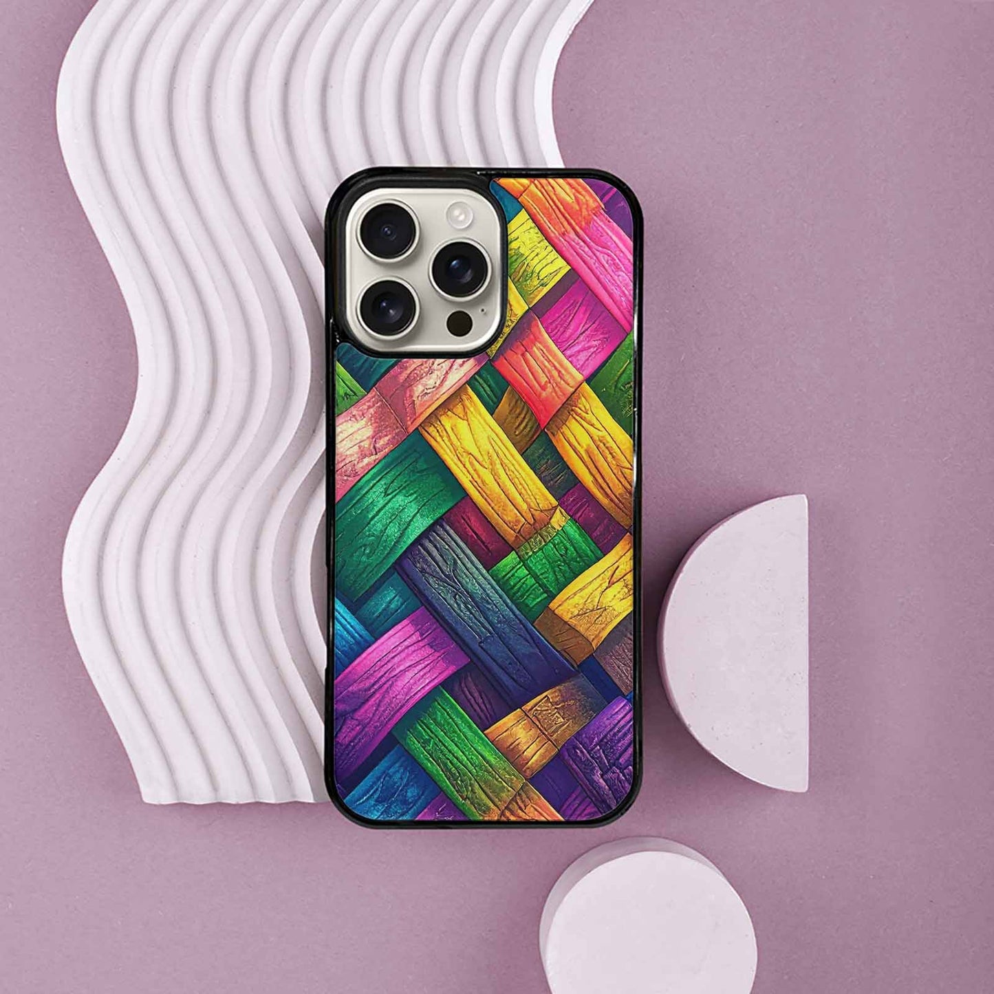 iPhone 16 Pro Max Case — Polysexual Flag Color Theme Small Rainbow, Custom Printed Phone Case