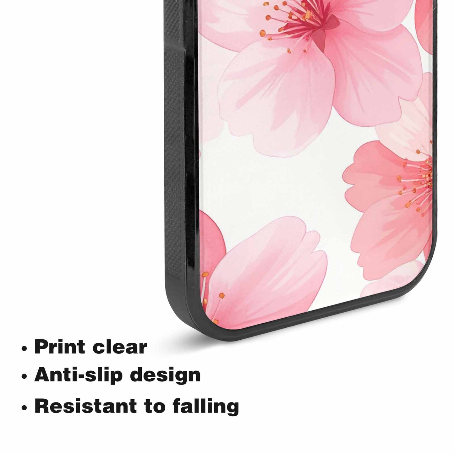 iPhone 15 Case — Japanese Cherry Blossom Pattern Sakura Flowers, Custom Printed Phone Case