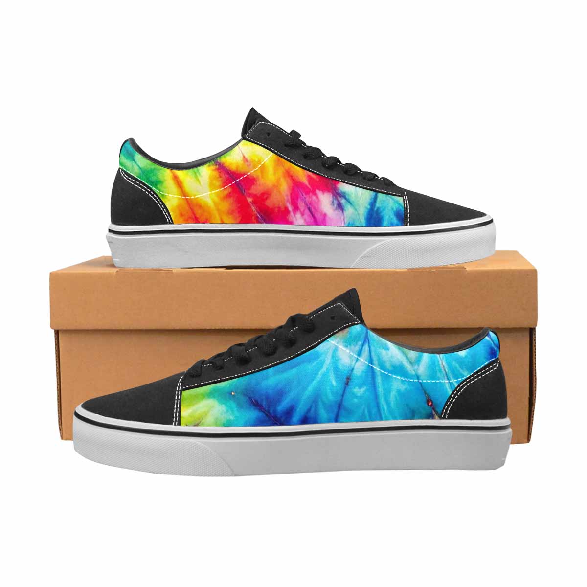 WOMEN'S Tie Dye Acid Wash Color Canvas Lace-Up Wallpaper Art Sneakers