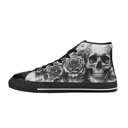 Dark Art Gothic Skull Men's High Top Canvas Shoes | Freaky Shoes®