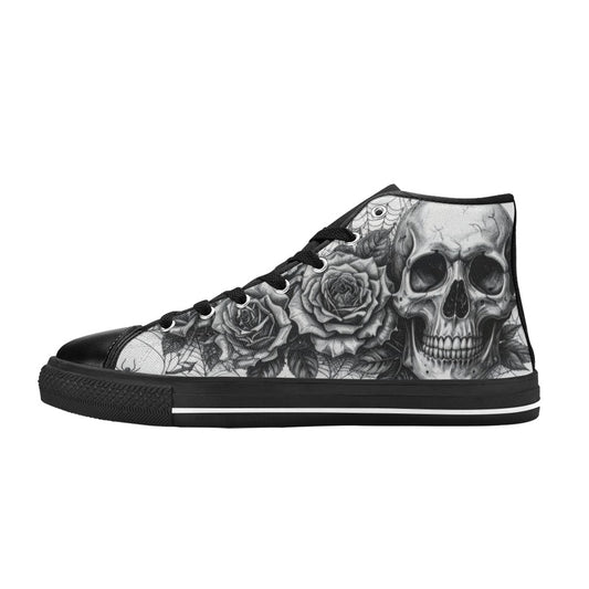 Dark Art Gothic Skull Men's High Top Canvas Shoes | Freaky Shoes®