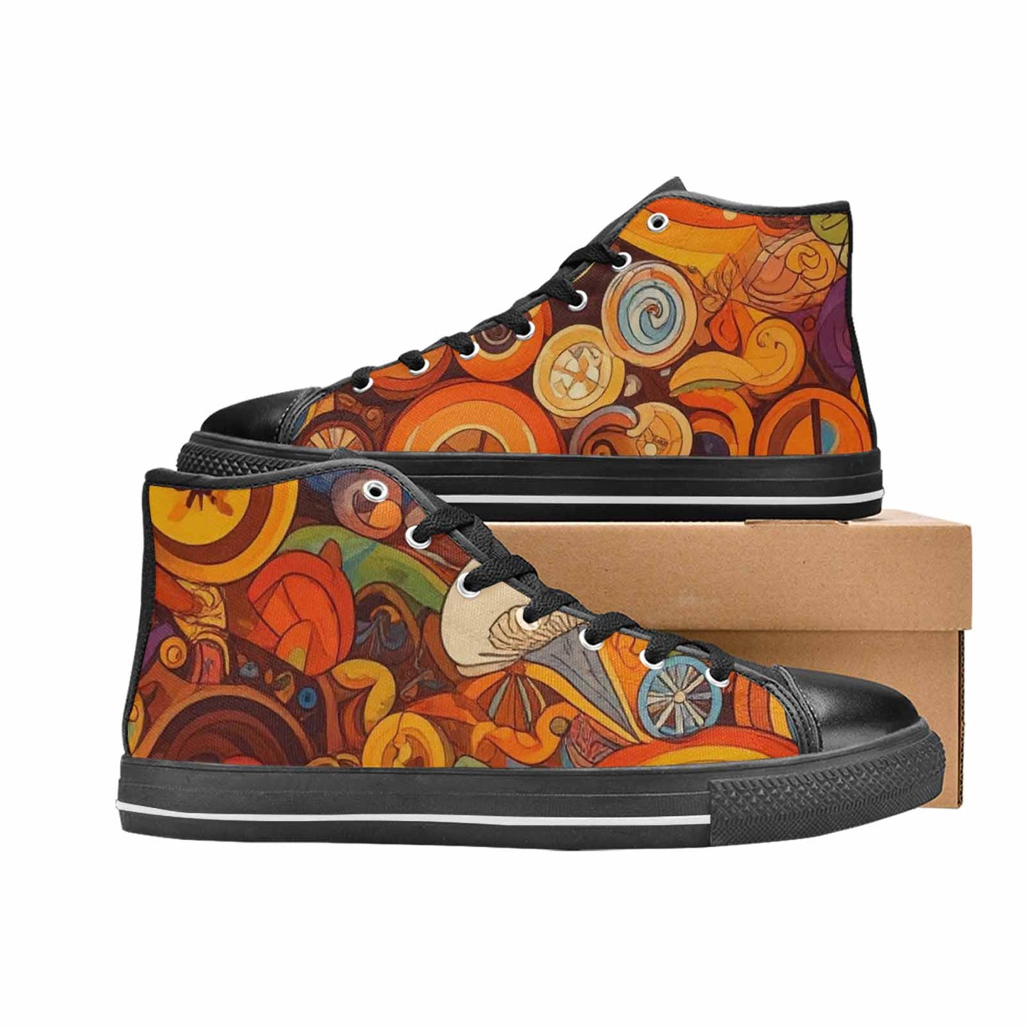 WOMEN'S Groovy 70S Peace High Top Canvas Dreamcore Custom Sneakers