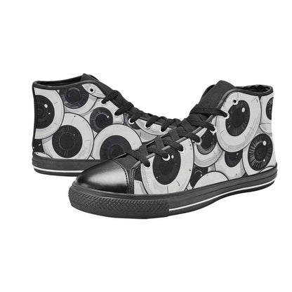 MEN'S Googly Cartoon Eyeballs High Top Canvas Wallpaper Art Custom Shoes