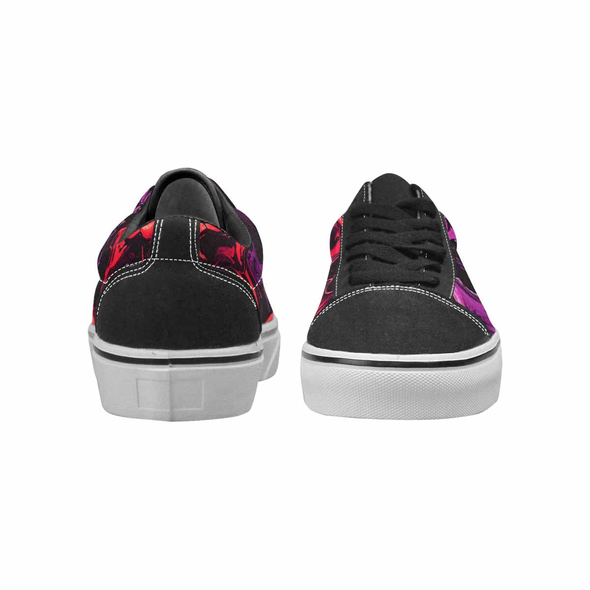 WOMEN'S Red + Purple Skeletons Lace-Up Canvas Kaleidoscope Custom Sneakers