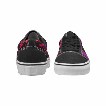 WOMEN'S Red + Purple Skeletons Lace-Up Canvas Kaleidoscope Custom Sneakers