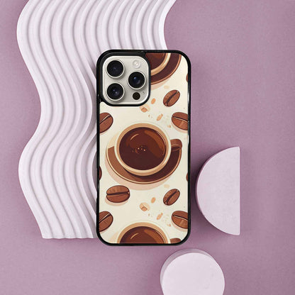iPhone 16 Pro Max Case — Coffee Cup And Bean Pattern Seamless, Unique Phone Case Design