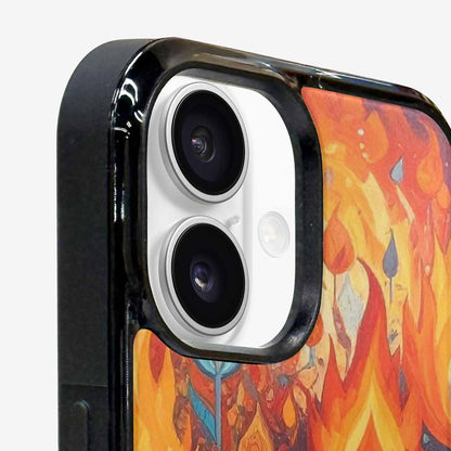 iPhone 16 Case — Flame Burst Full Color Vibrant Flame, Custom Made Phone Cover