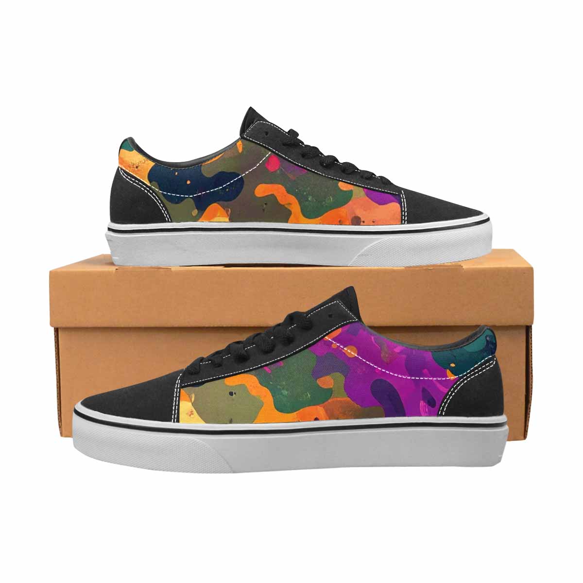 MEN'S Military Camouflage Blotch Canvas Lace-Up Cottagecore Custom Sneakers
