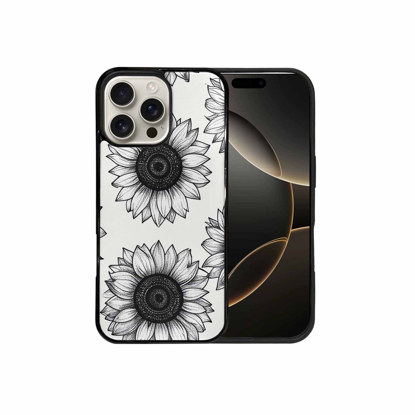 iPhone 16 Pro Max Case — Minimalist Line Art Sunflower, Unique Phone Case Design