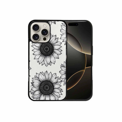 iPhone 16 Pro Max Case — Minimalist Line Art Sunflower, Unique Phone Case Design