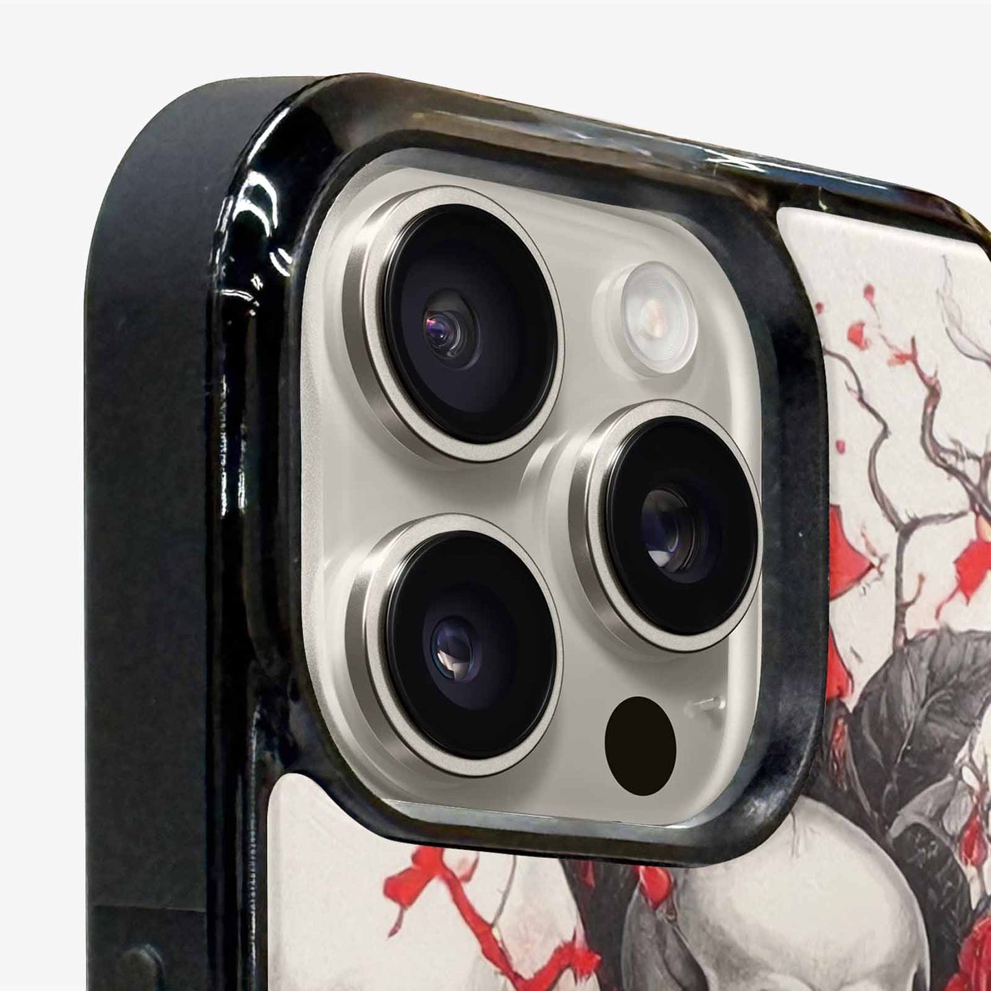 iPhone 16 Pro Max Case — Skull And Roses Black Red Ink, Original Design Phone Case