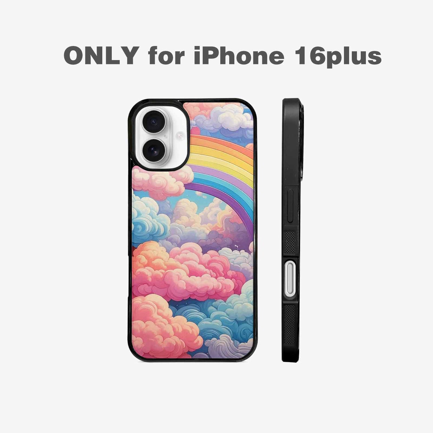 iPhone 16 Plus Case — Cloud And Rainbow Burst Pattern Hundreds, Custom Phone Case