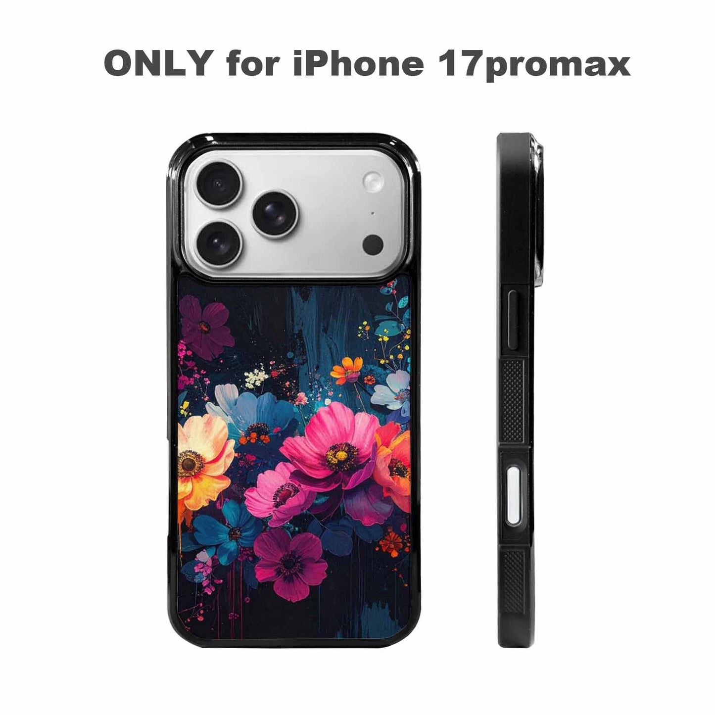 iPhone 17 Pro Max Case — Shadowy Glitch Floral Pattern Floral, Custom Phone Case