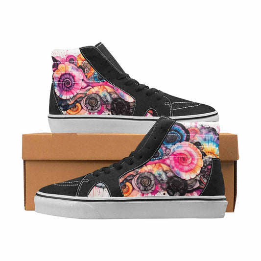 WOMEN'S Tie Dye Black & Pink Ink High Top Canvas Boutique Vivid Custom Sneakers