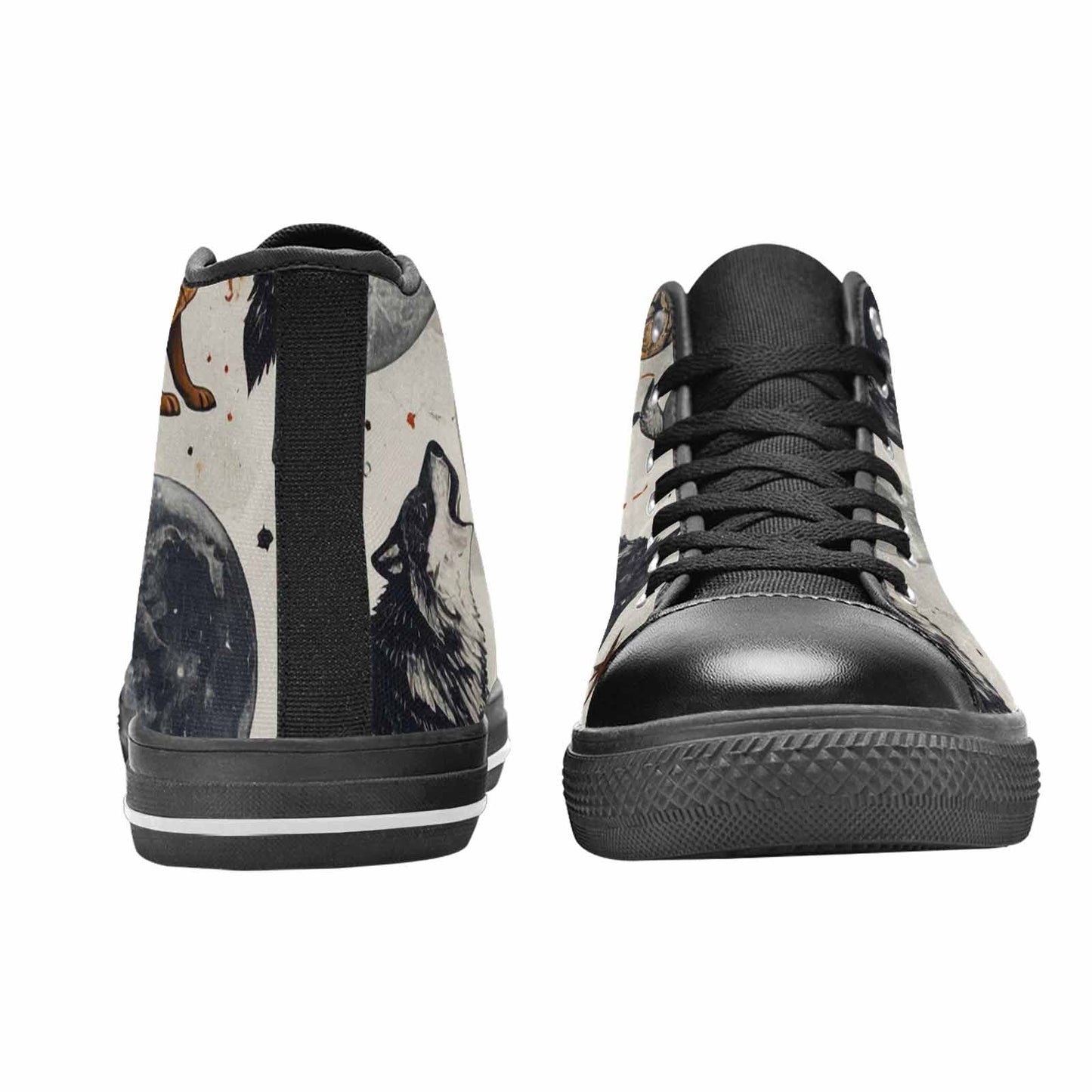 WOMEN'S Wolf Silhouette Moon High Top Canvas Vivid Sneakers
