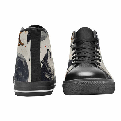 WOMEN'S Wolf Silhouette Moon High Top Canvas Vivid Sneakers