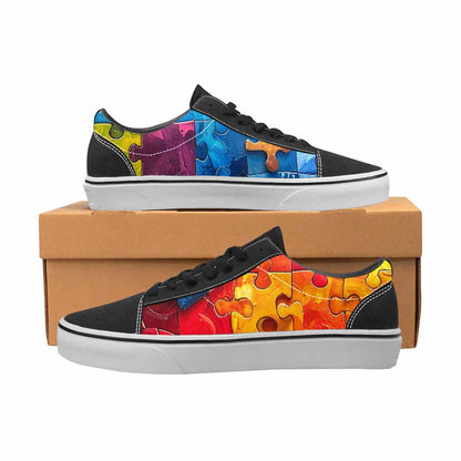 WOMEN'S Autism Puzzle Pieces Lace-Up Canvas Dark Academia Custom Sneakers