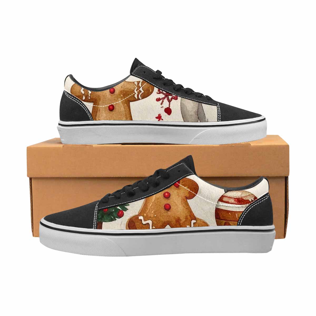 WOMEN'S Christmas Holly Snowflake Canvas Lace-Up Neon Fantasy Custom Shoes