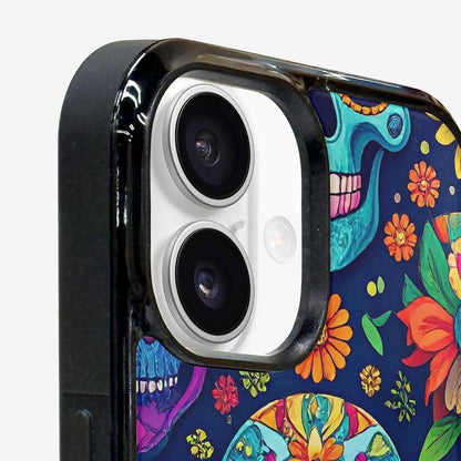 iPhone 16 Plus Case — Rainbow Sugar Skull Weave, Personalized Phone Case
