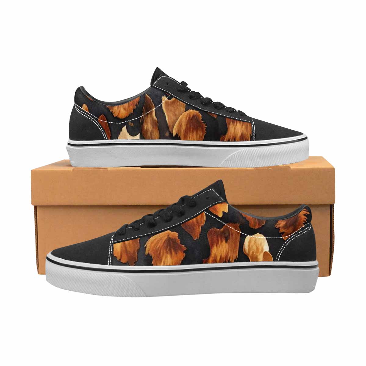 WOMEN'S Cow Animal Print Canvas Lace-Up Dark Academia Custom Shoes