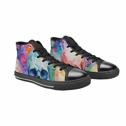 MEN'S Kulls - Watercolor High Top Canvas Vibrant Chaos Custom Shoes