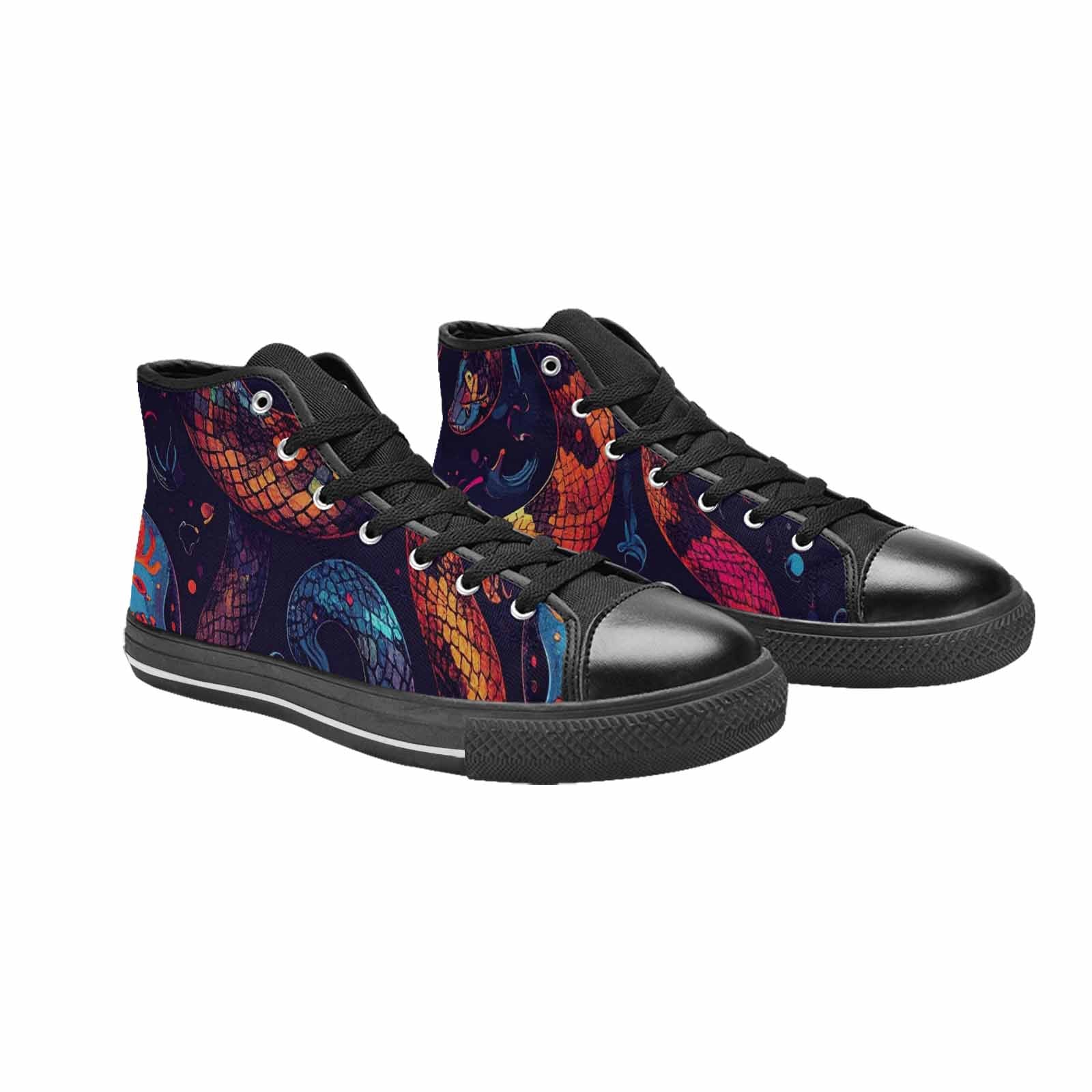WOMEN'S Snake Skulls Print High Top Canvas Dark Academia Custom Sneakers