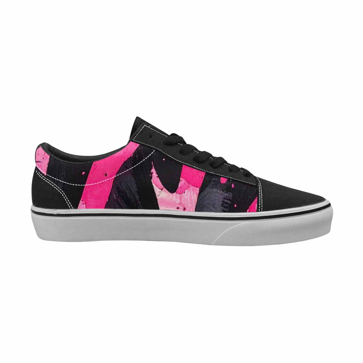 WOMEN'S Zebra Black & Pink Ink Canvas Original Design Neon Fantasy Custom Streetwear Shoes