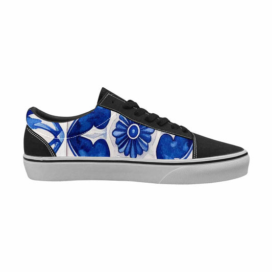 WOMEN'S Talavera Tile Floral Canvas Lace-Up Wallpaper Art Custom Sneakers