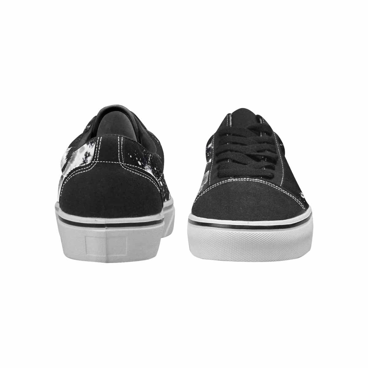 WOMEN'S Tie Dye Acid Wash Black White Canvas Lace-Up Surreal Shoes