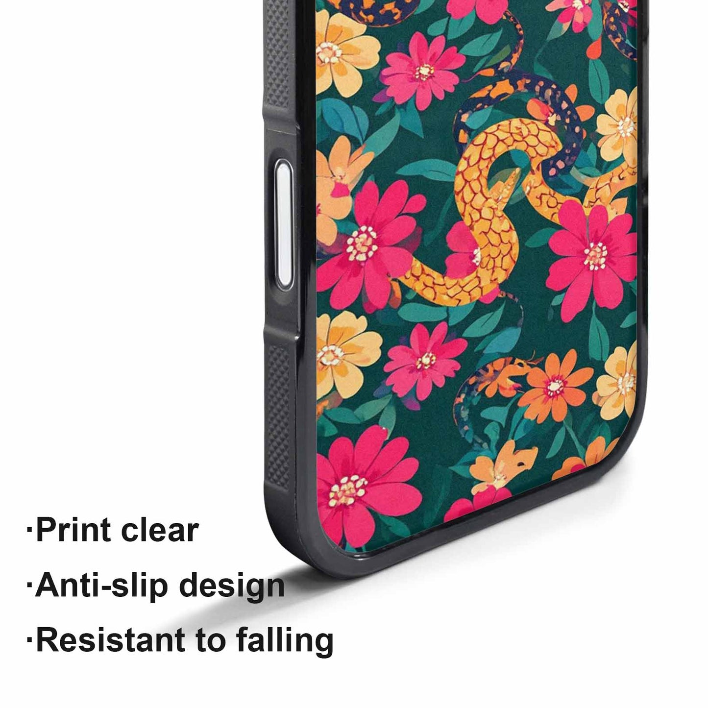 iPhone 17 Pro Max Case — Floral Snake Print Floral, Custom Art Phone Cover