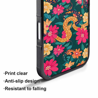 iPhone 17 Pro Max Case — Floral Snake Print Floral, Custom Art Phone Cover