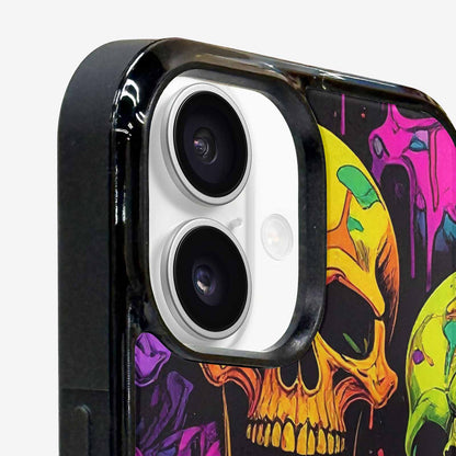 iPhone 16 Case — Vibrant Camo 1000\'s Of Skeletons Neon, Custom Designed Case Cover