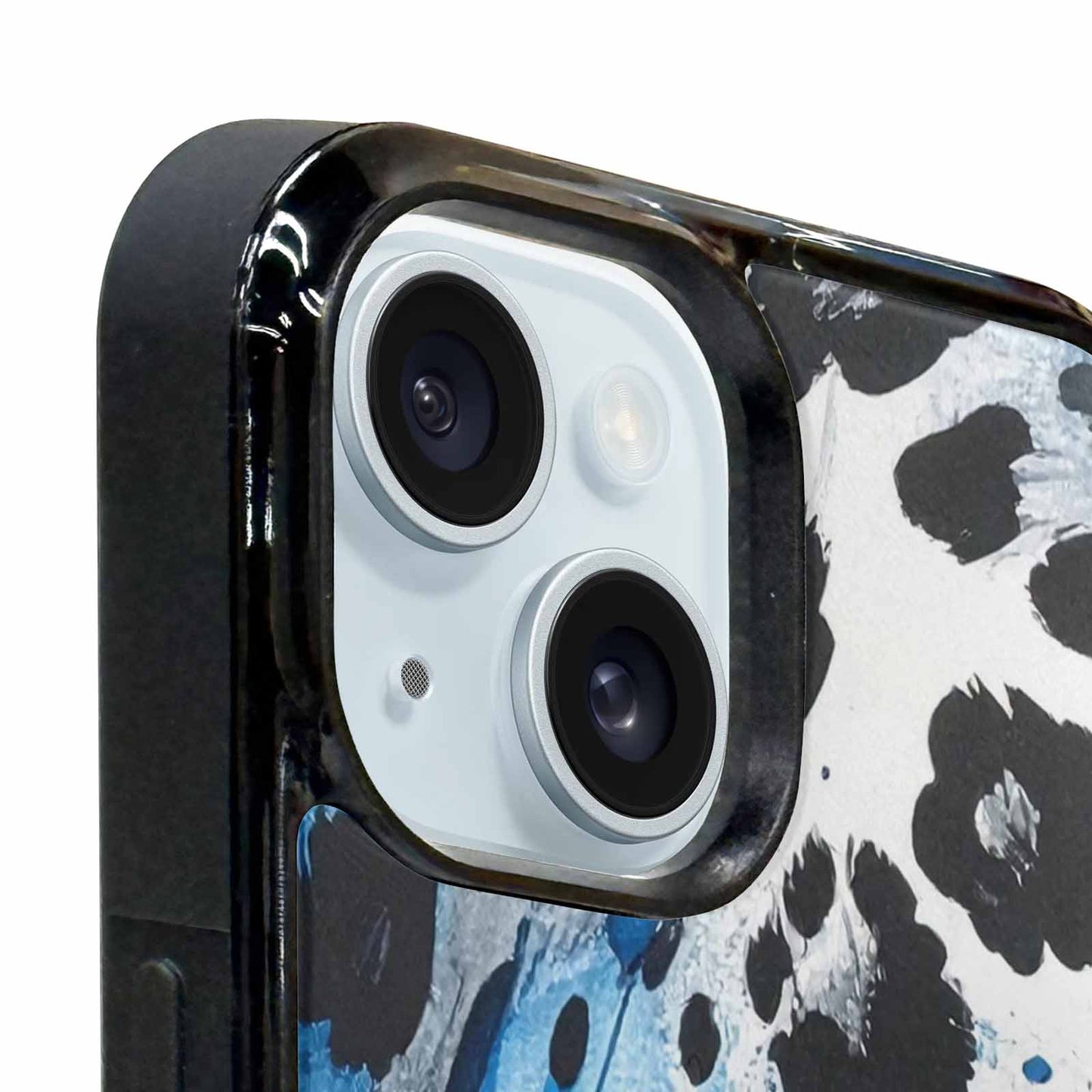 iPhone 15 Case — Animal Print Black Blue Ink Animal, Custom Designed Case Cover