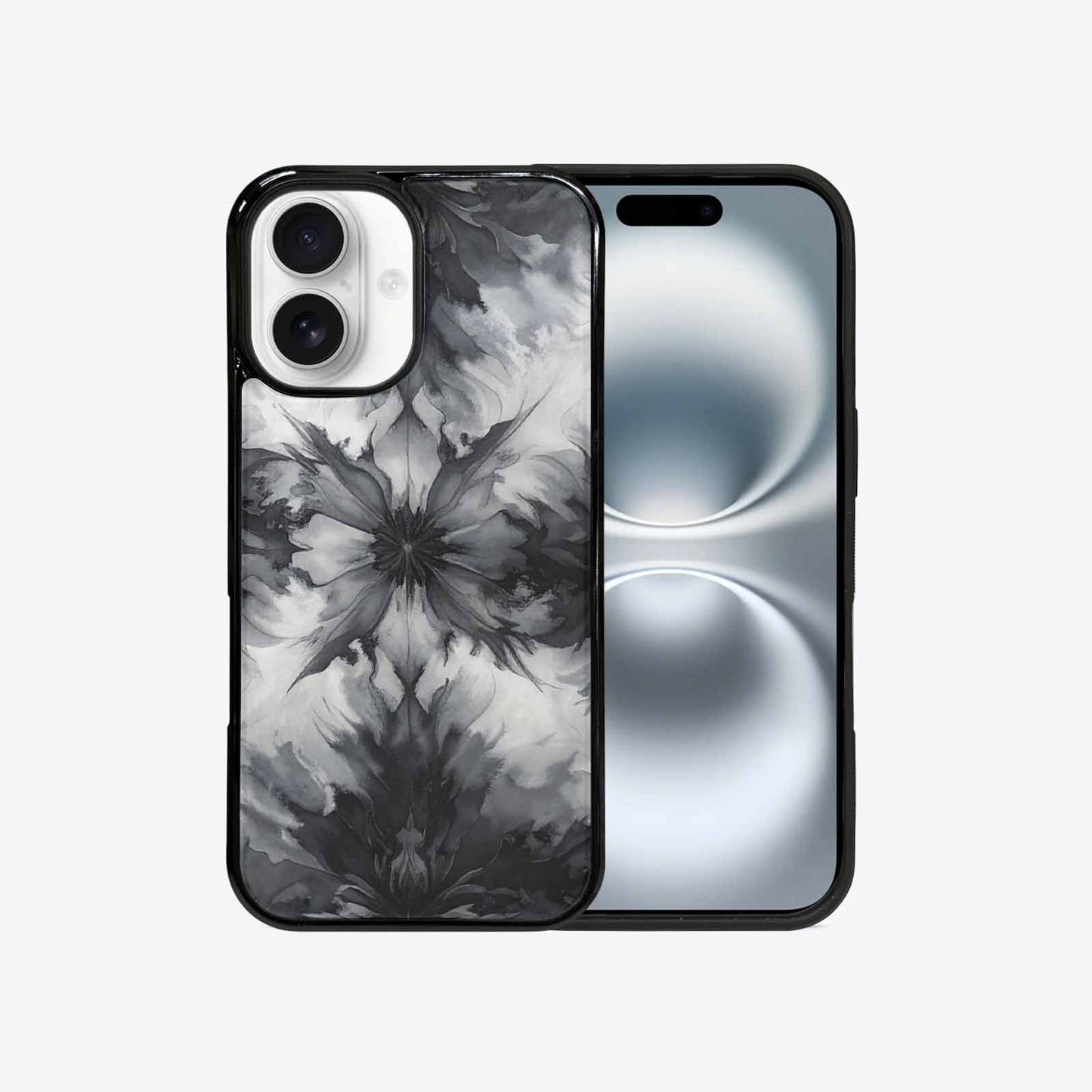 iPhone 16 Case — Tie Dye Black And Gray Blended, Customized Protective Case