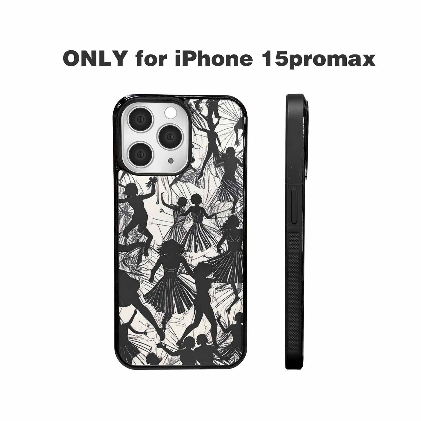 iPhone 15 Pro Max Case — Bold Dancing Figure Line Art Pattern, Custom Phone Case