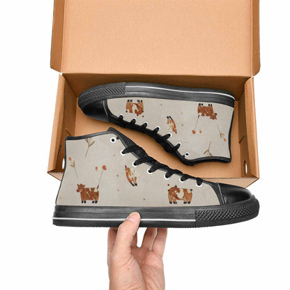 MEN'S Cow Animal Print High Top Canvas Neon Fantasy Sneakers