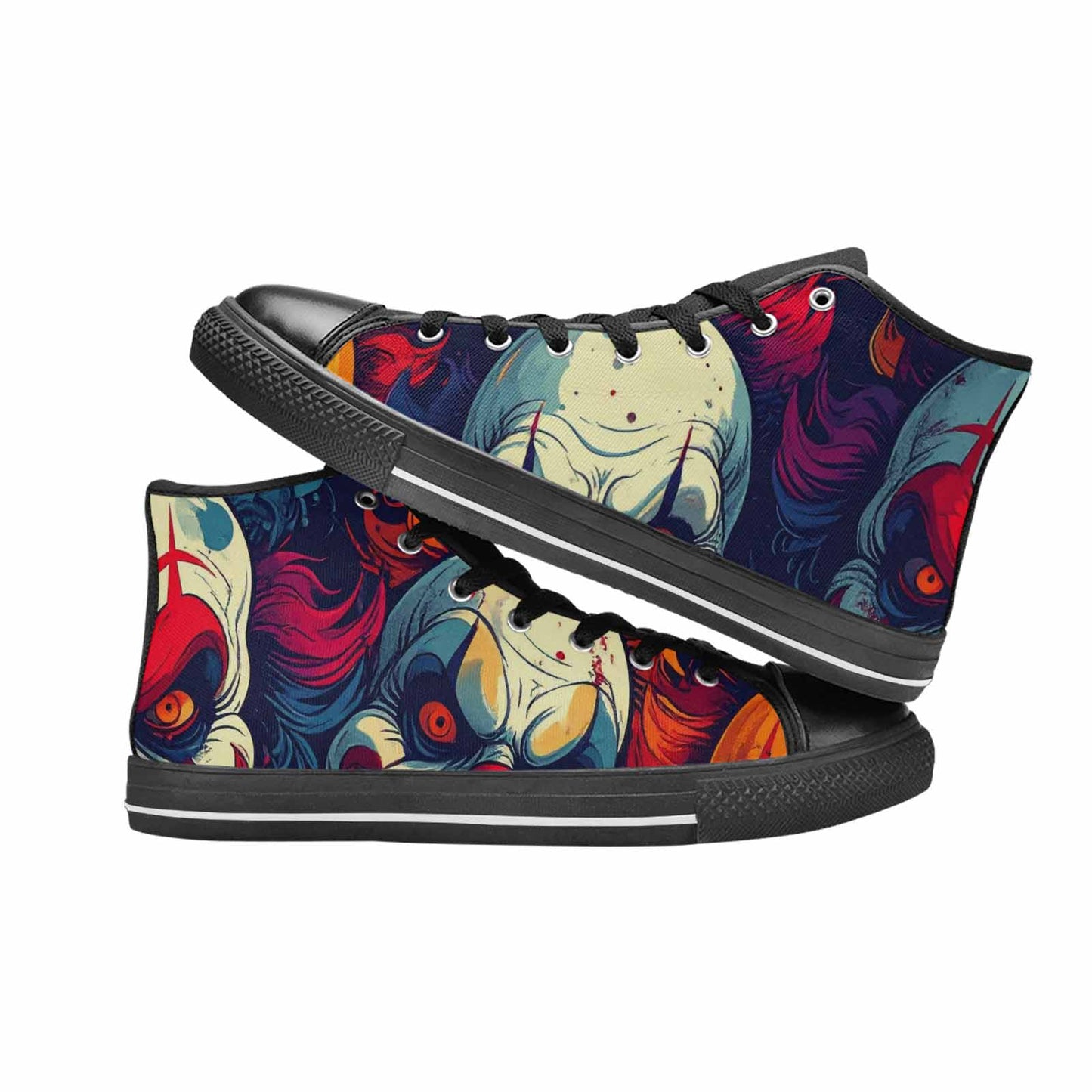WOMEN'S Evil Clown Cartoon High Top Canvas Dreamcore Custom Shoes