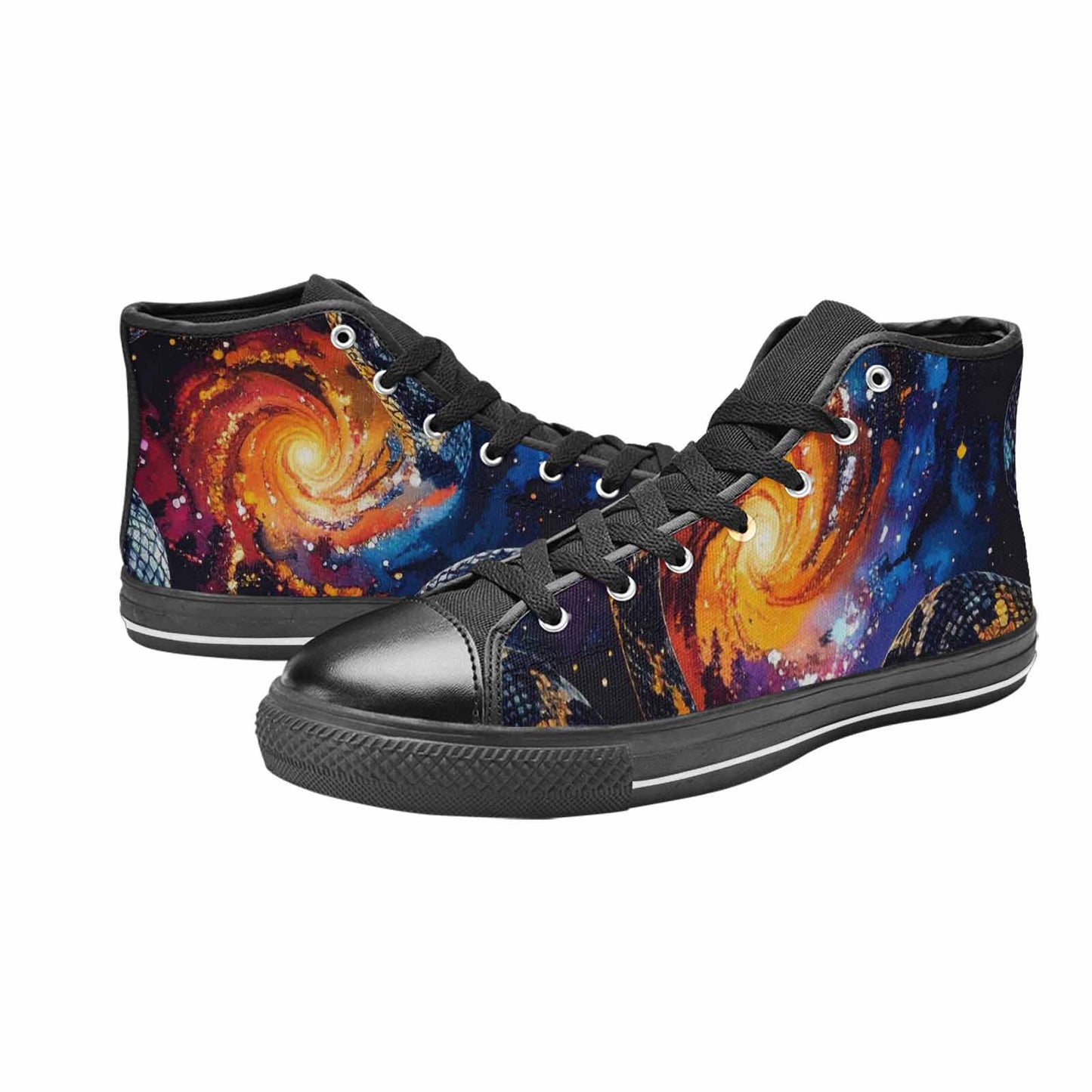 WOMEN'S Galaxy Snake Print High Top Canvas Dreamcore Custom Sneakers