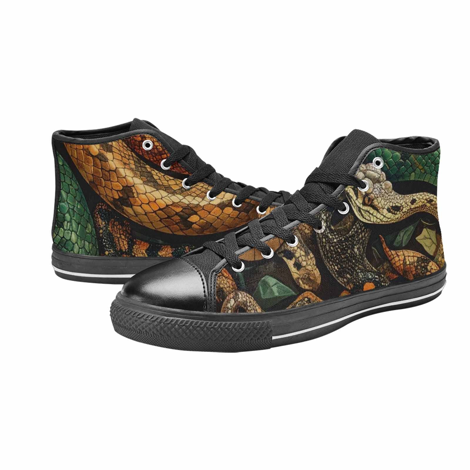 MEN'S Snake Skin Reptile High Top Canvas Neon Fantasy Custom Sneakers