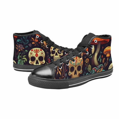 MEN'S Mushrooms And Skulls High Top Canvas Dreamcore Sneakers