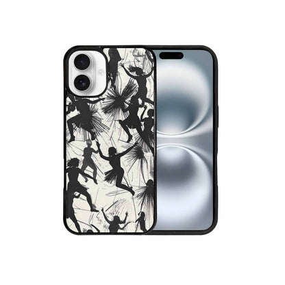 iPhone 16 Plus Case — Bold Dancing Figure Line Art Pattern, Custom Printed Phone Case