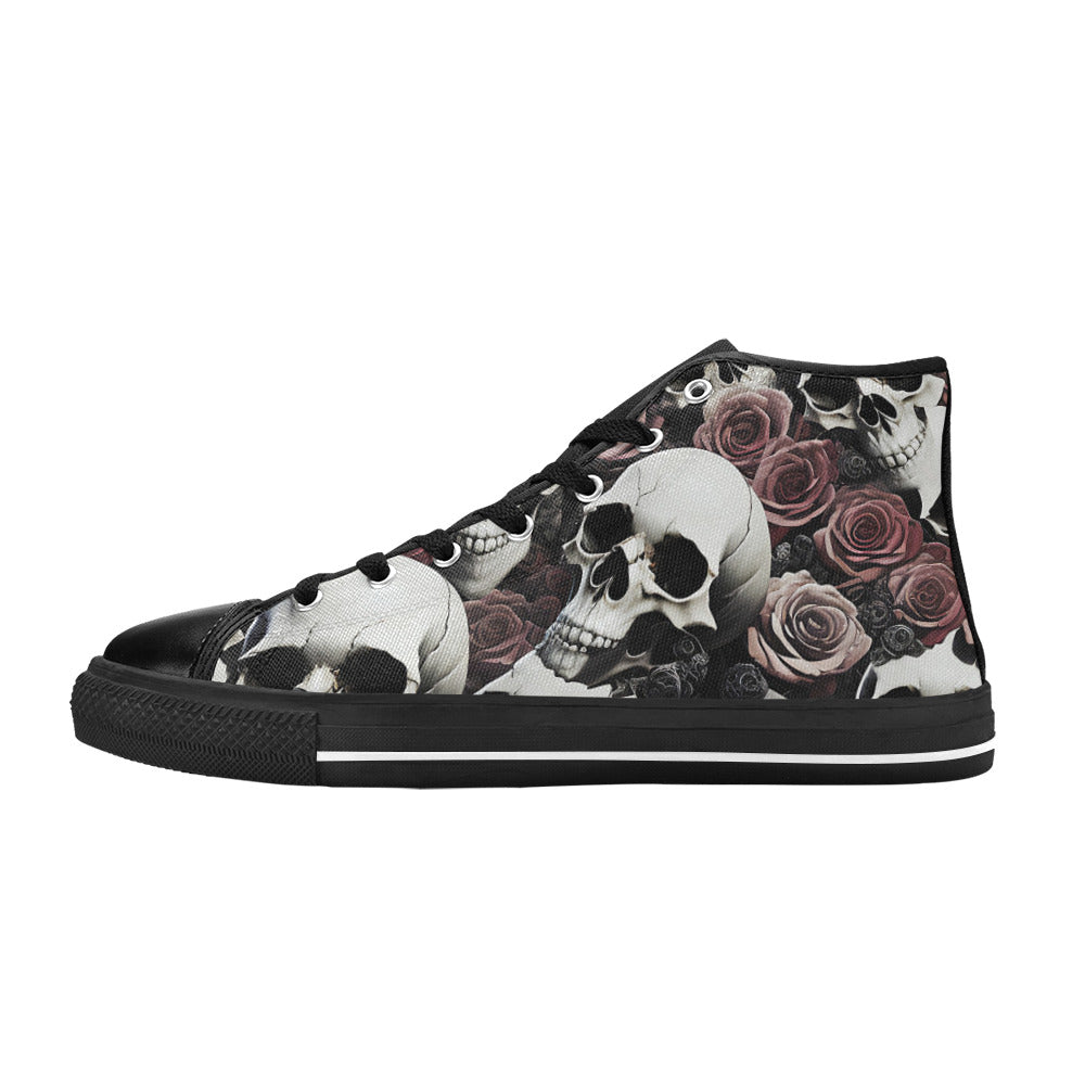MEN'S Rose Skulls Dark 7 High Top Canvas Grunge Sneakers