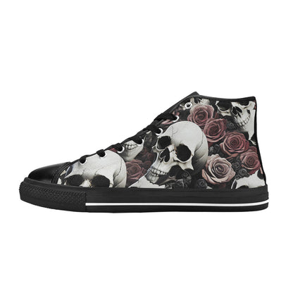 MEN'S Rose Skulls Dark 7 High Top Canvas Grunge Sneakers