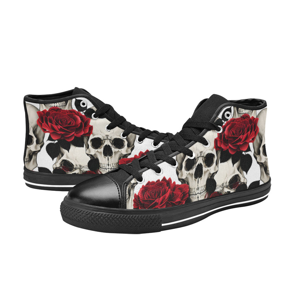 MEN'S Skulls Roses Deluxe 6 High Top Canvas Neon Fantasy Sneakers